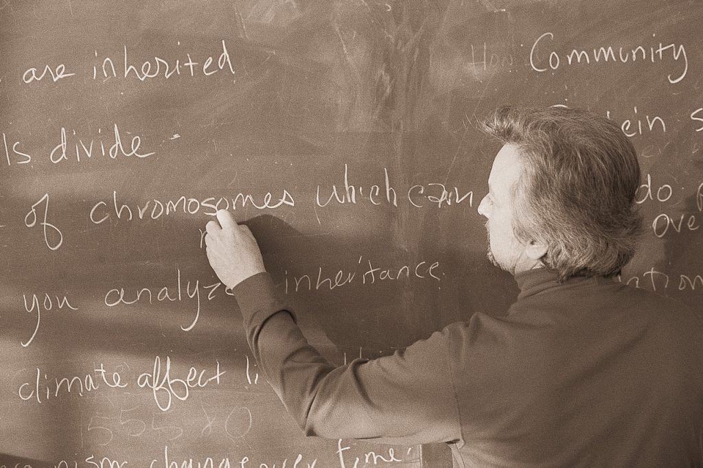 Teacher Writing on a Chalkboard