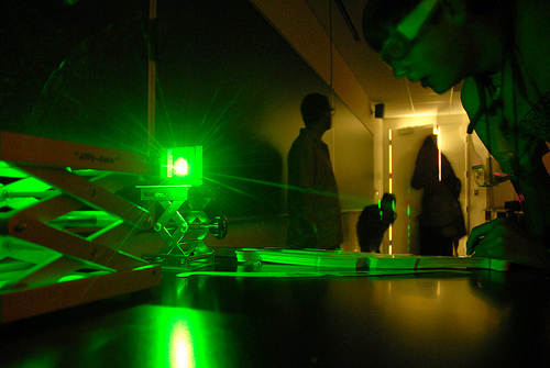 Green Laser Firing at a Student Laser Demonstration