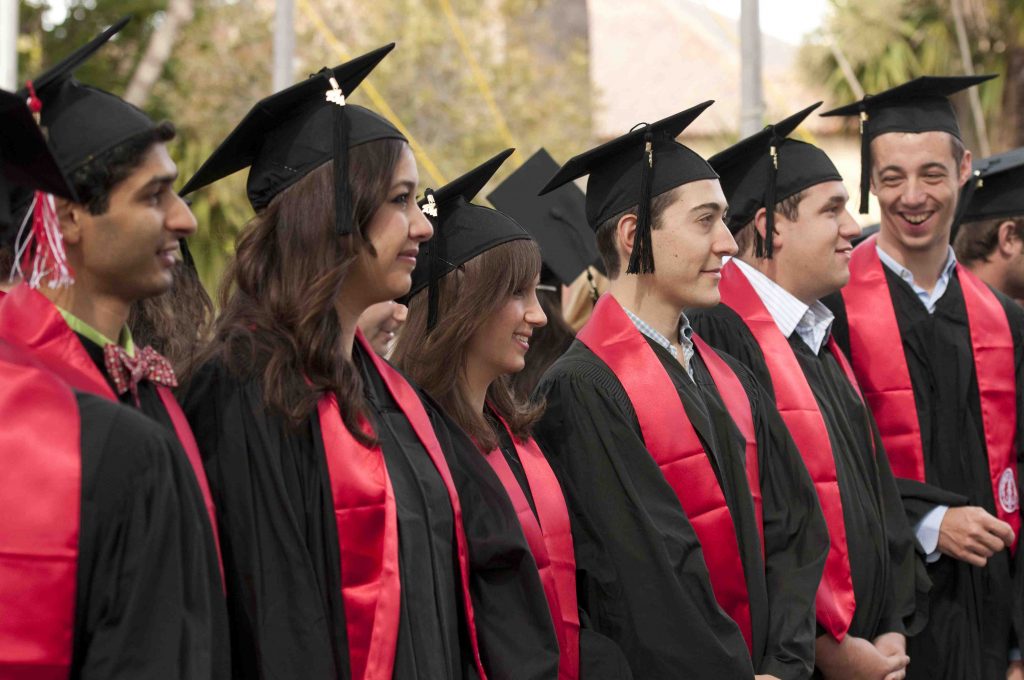 Stanford Graduates in caps and gowns