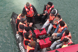 Zodiac boat with Stanford students