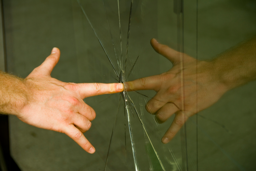 Finger breaking glass panel