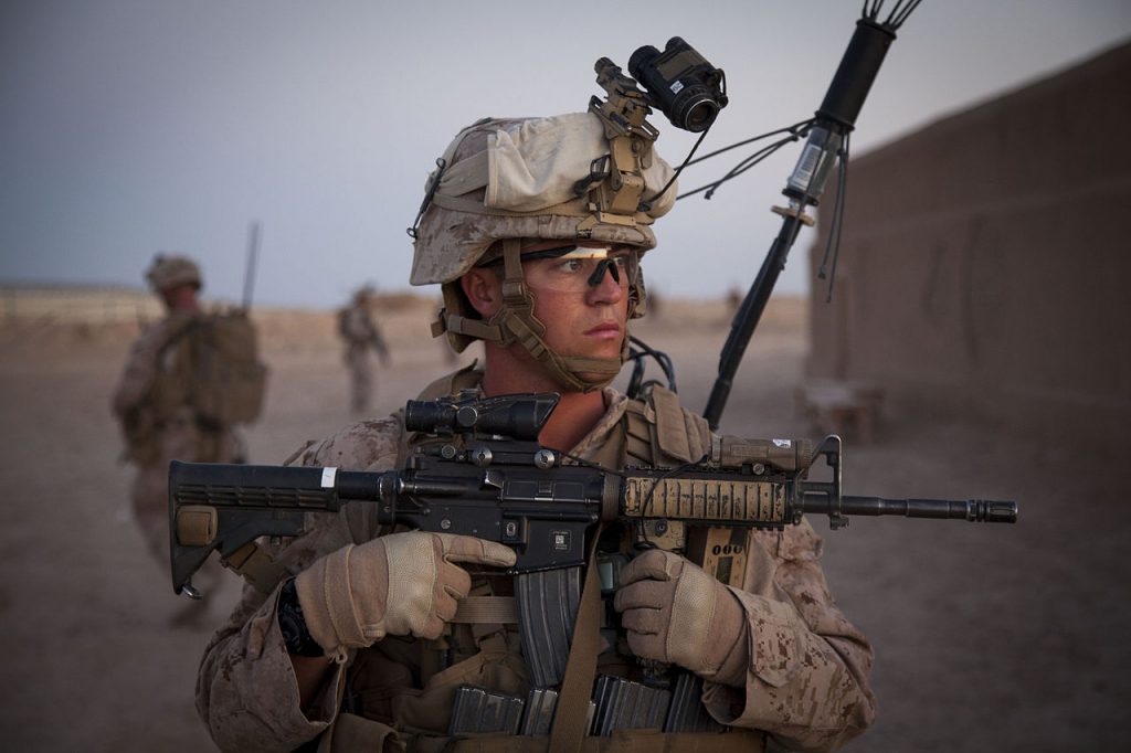 Photo - Marine in full gear in Afghanistan