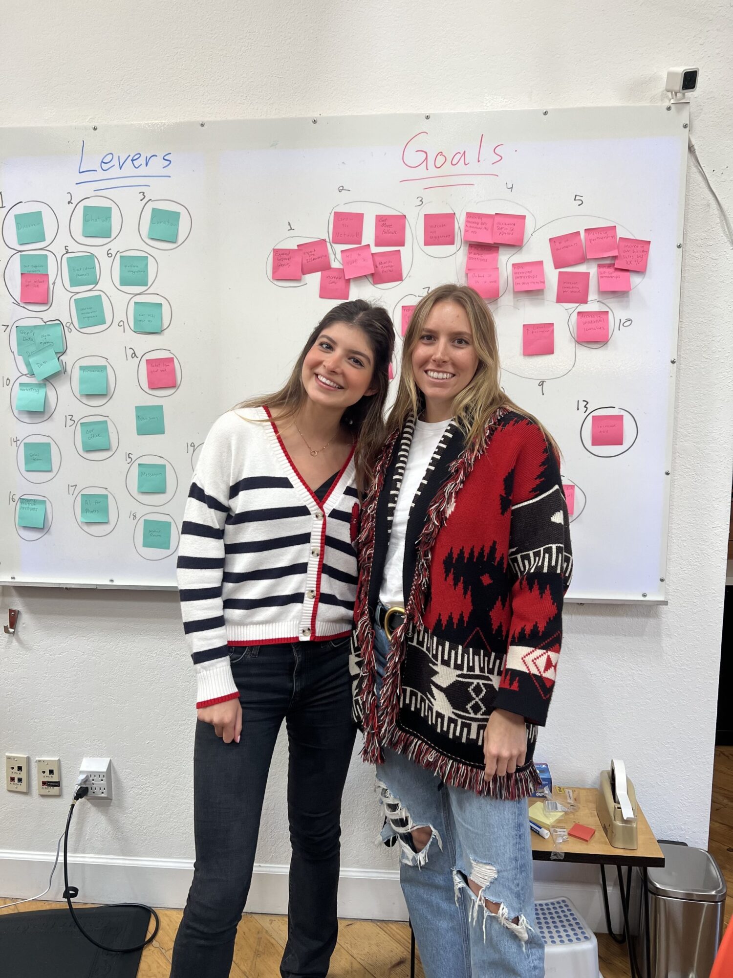 People standing in front of whiteboard